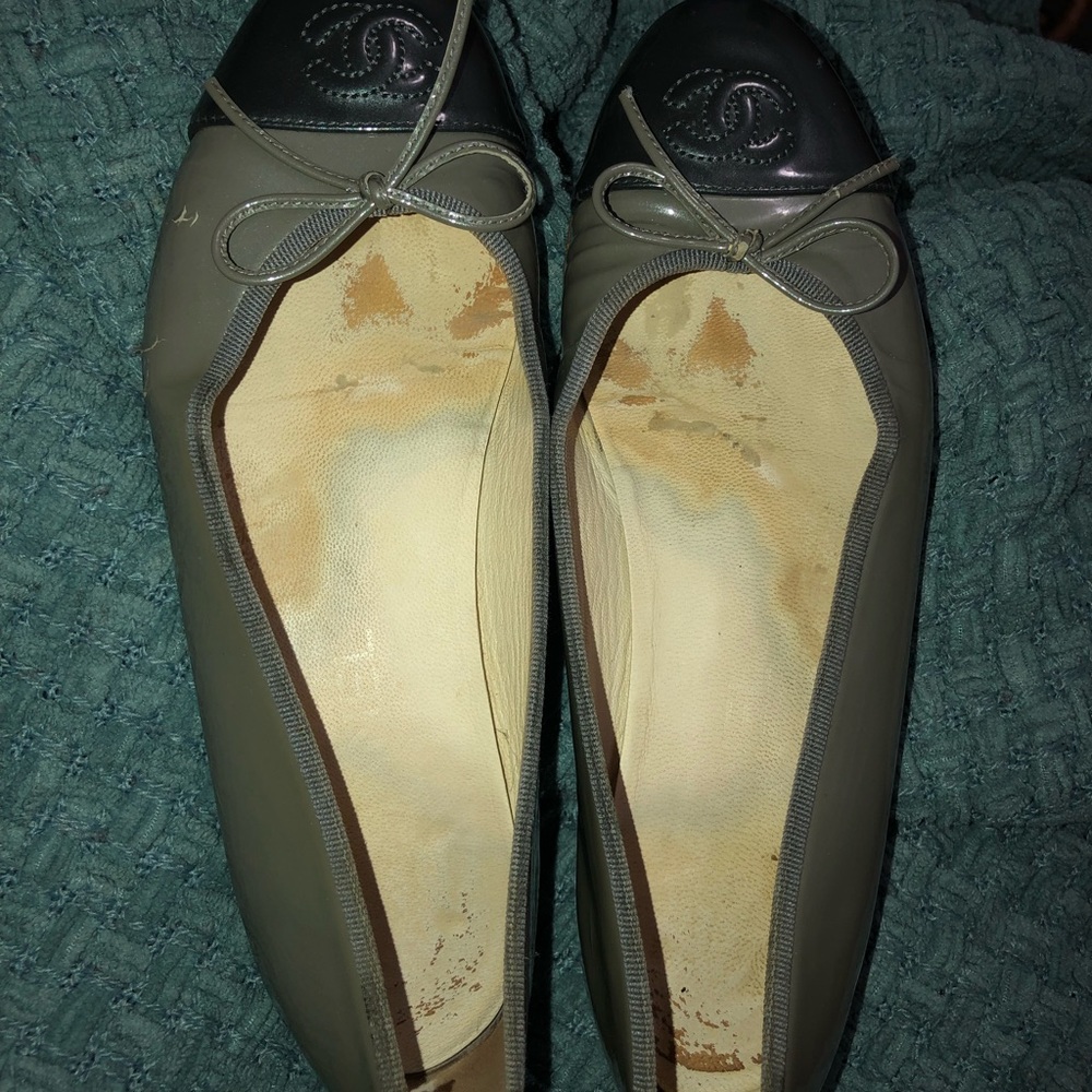 Grey Chanel ballet flats